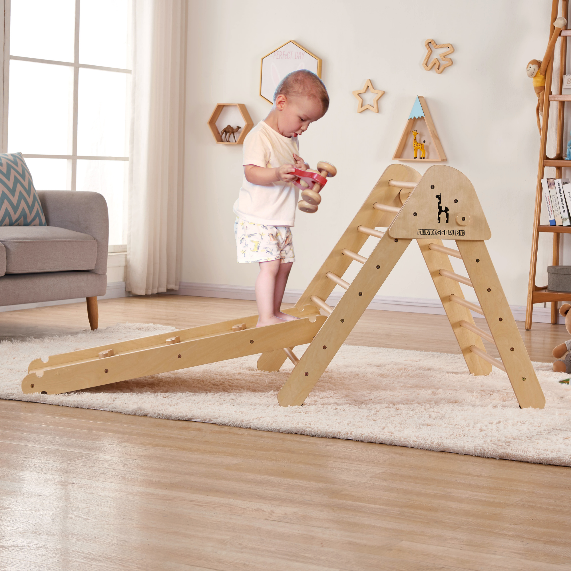 Montessori Kid® Pikler Dreieck mit Rutsche | Extra groß | Pikler Dreieck Klappbar