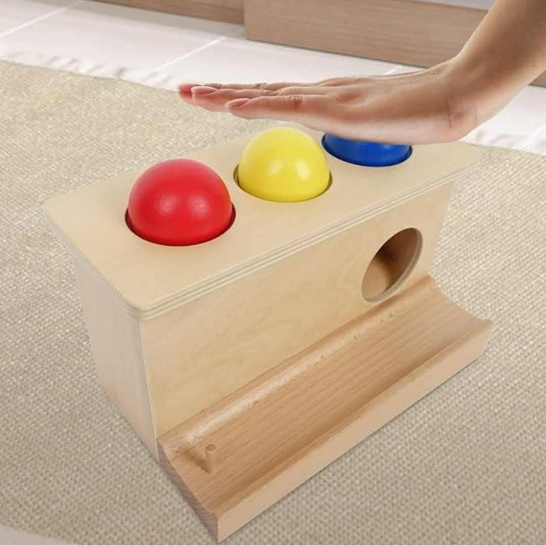 Montessori Ball Drop Toy for Babies Ages 6-12 Months: Object Permanence Shot Put Toy
