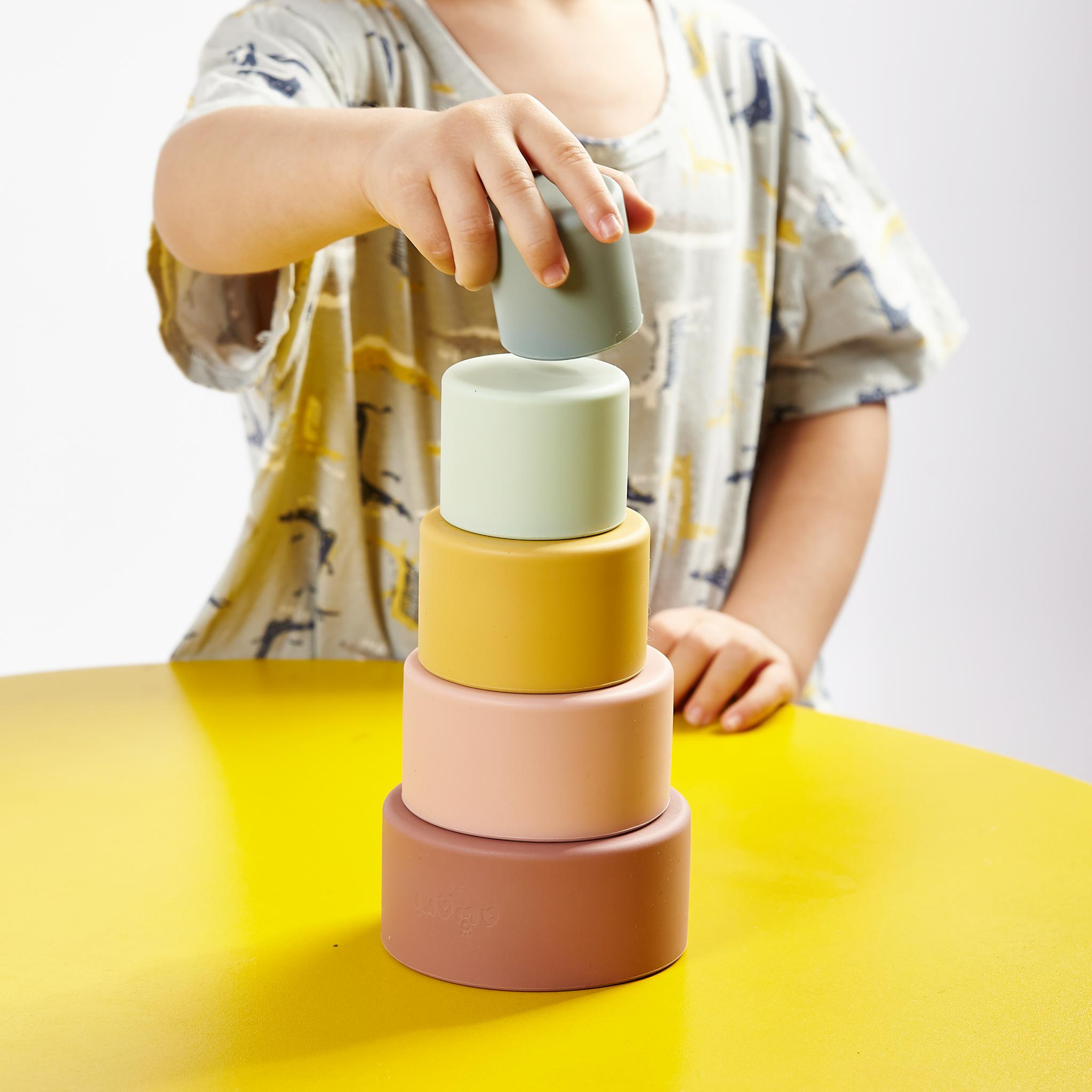 Silicone Stacking Tower Five Cup Stacking Toy