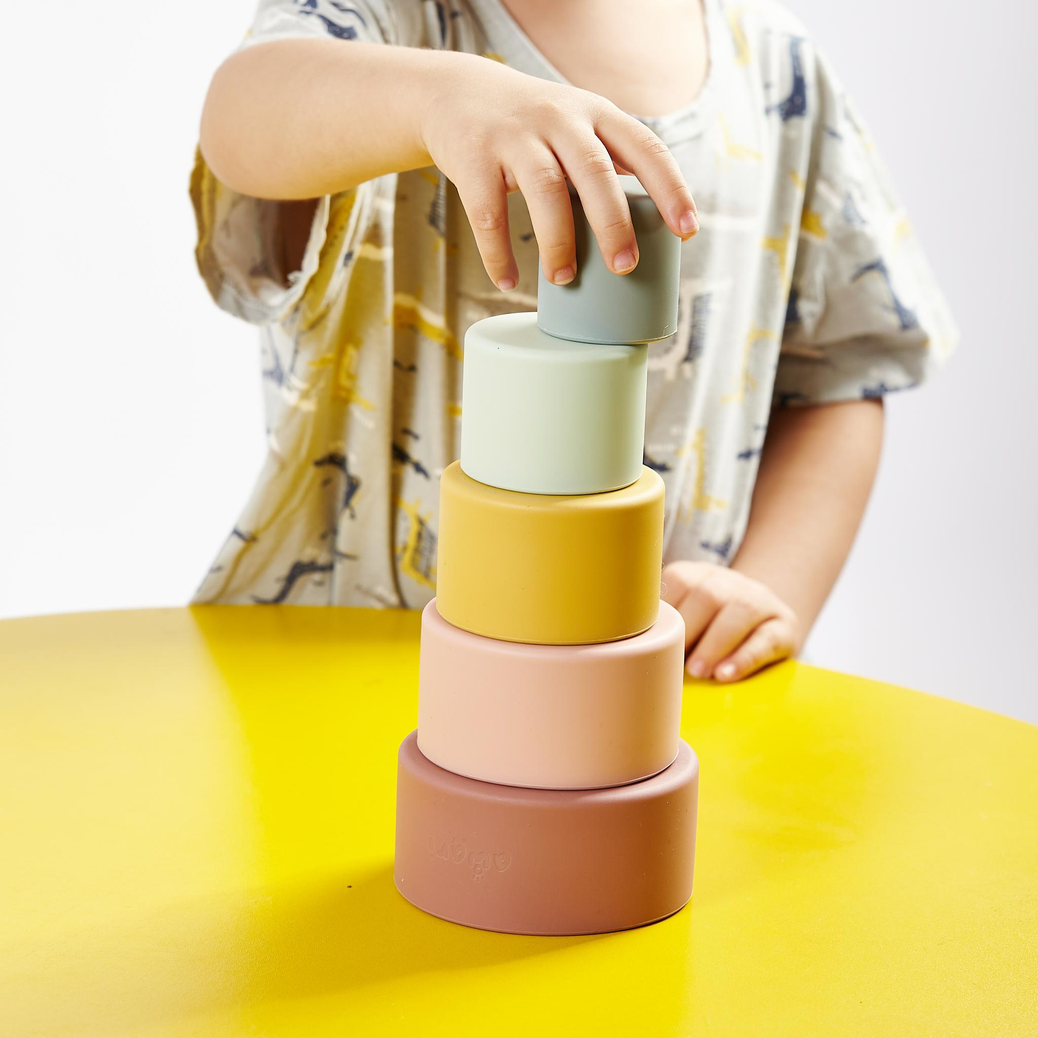 Silicone Stacking Tower Five Cup Stacking Toy