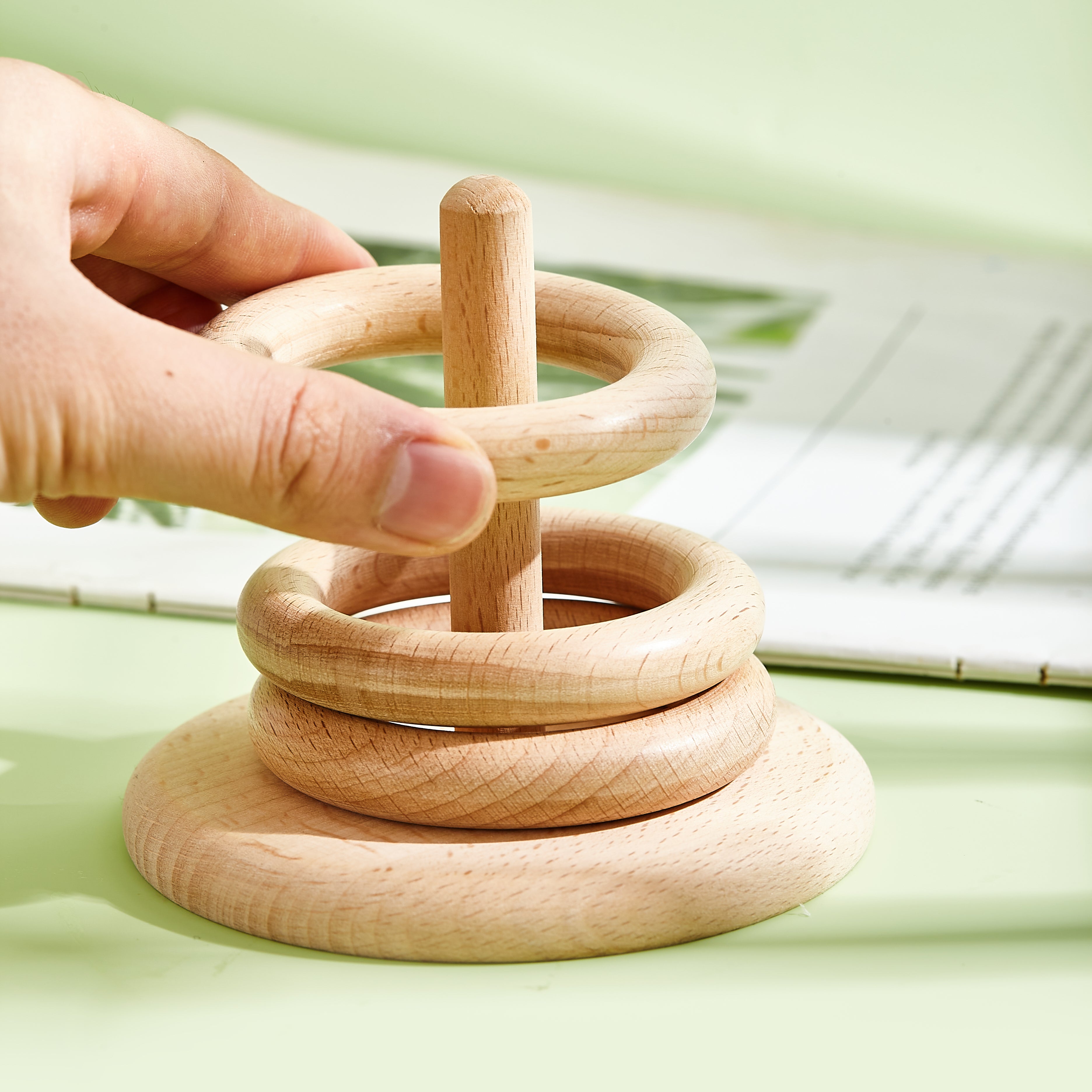 Wooden stacking rings for babies and toddlers