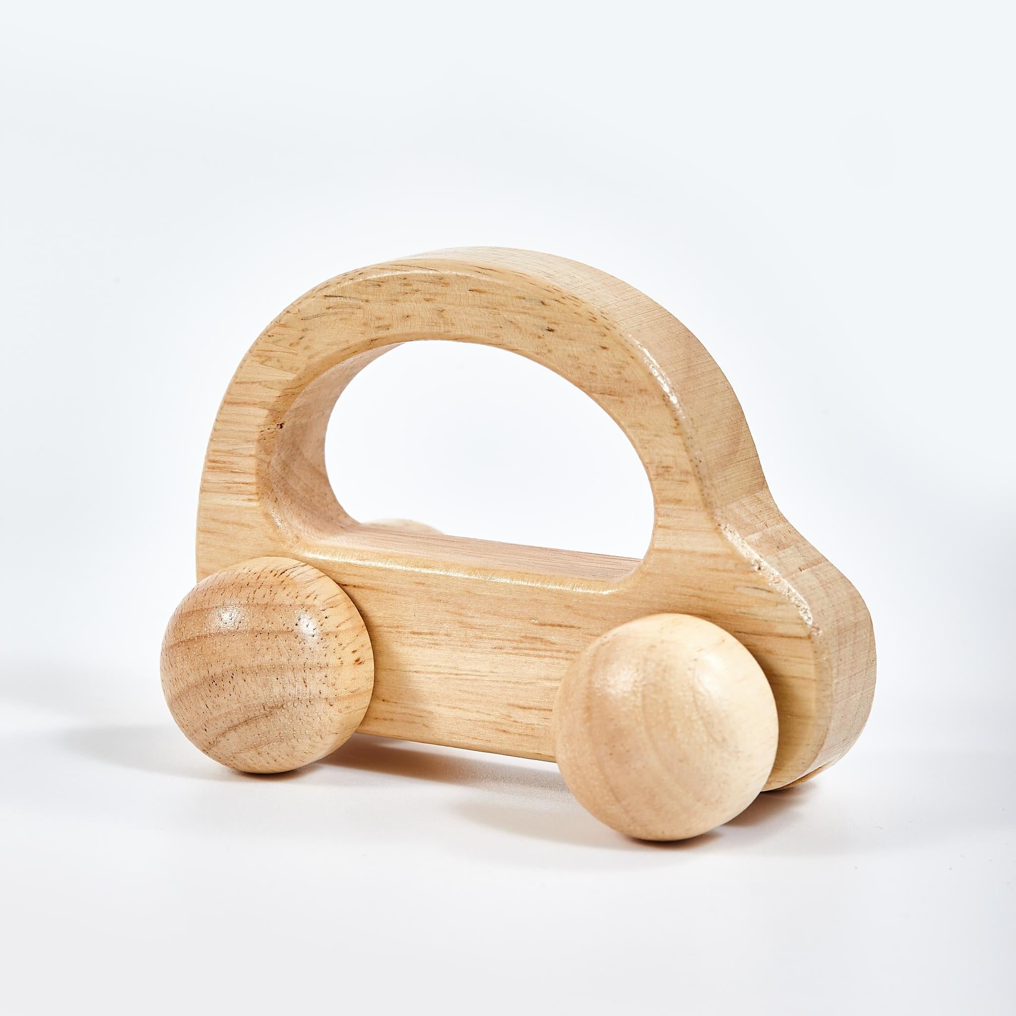 Wooden toy car with handle