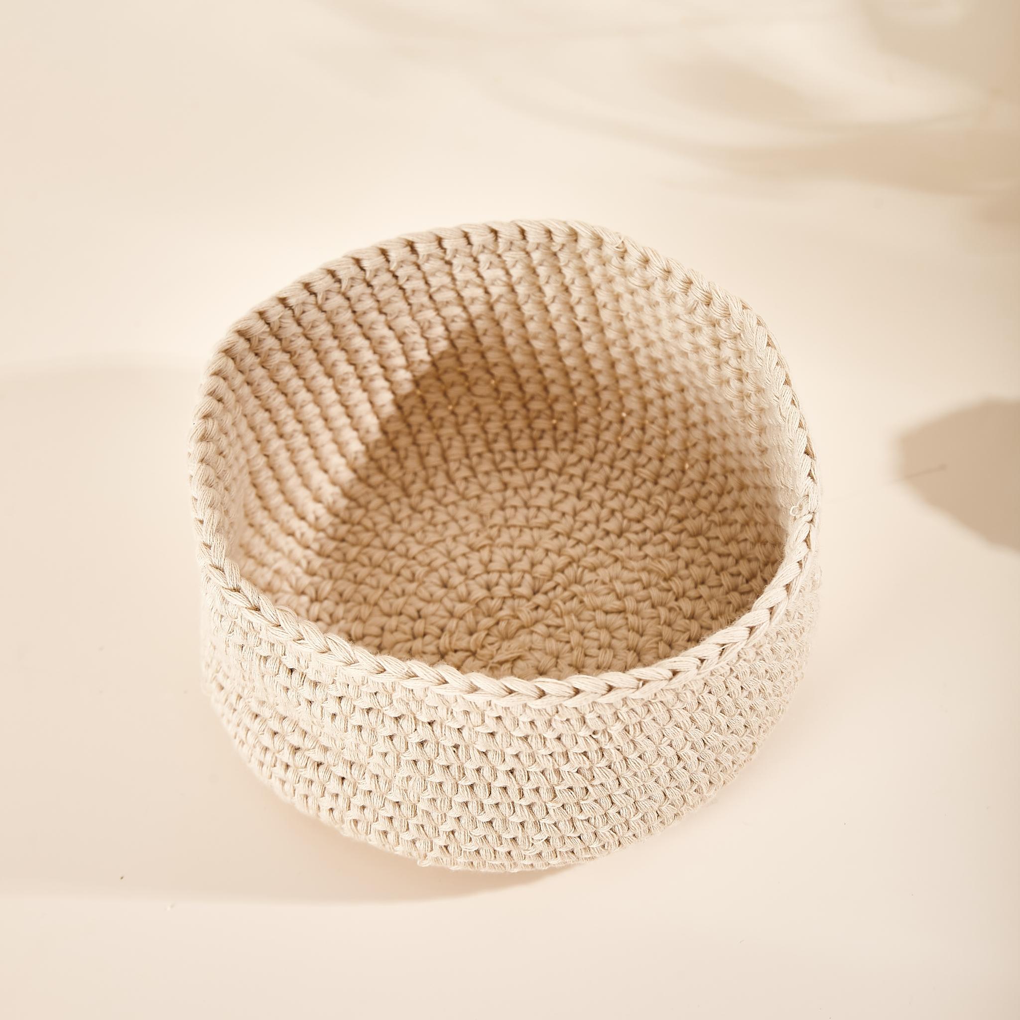 Crochet basket and balls made from organic cotton