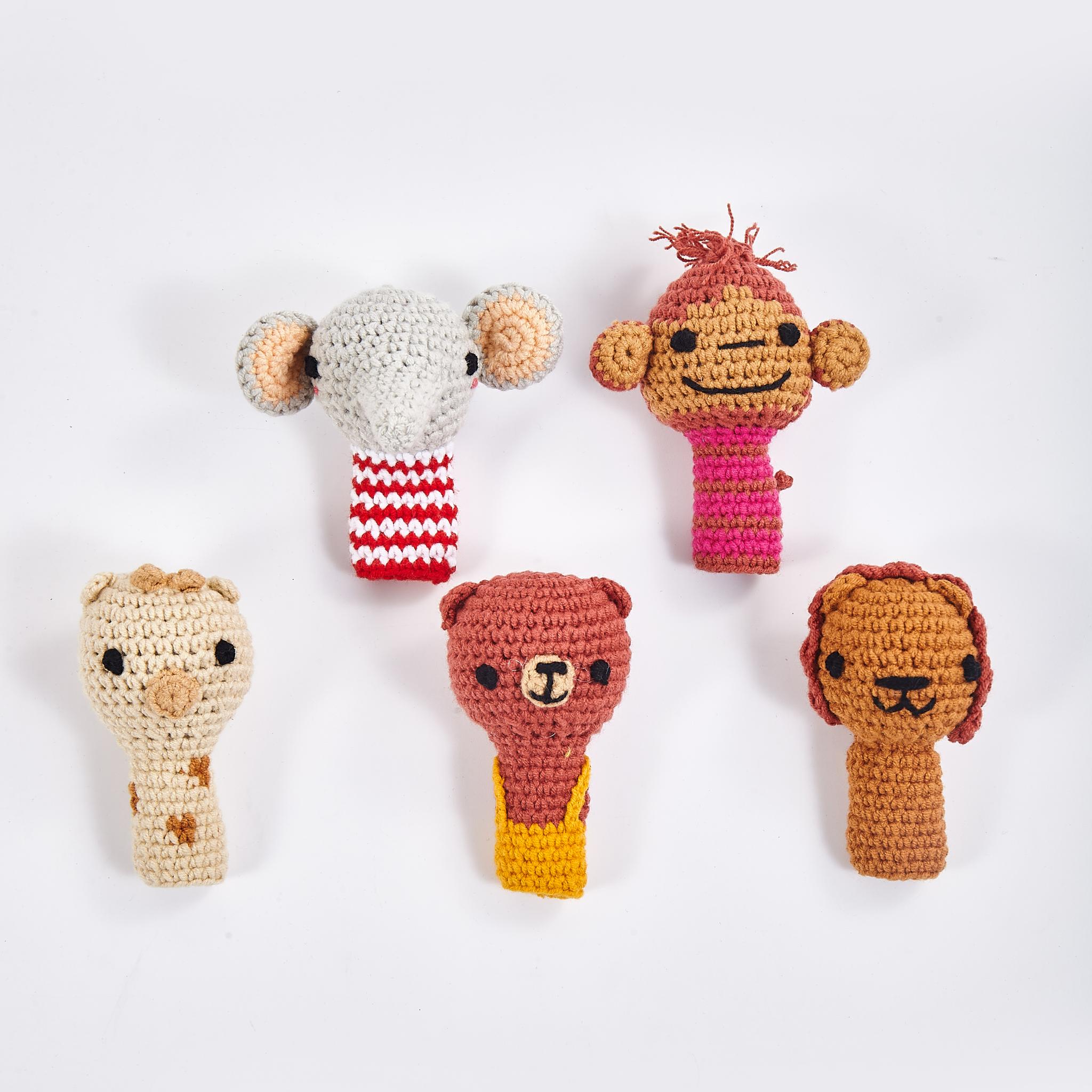 Crochet finger puppets made from organic cotton