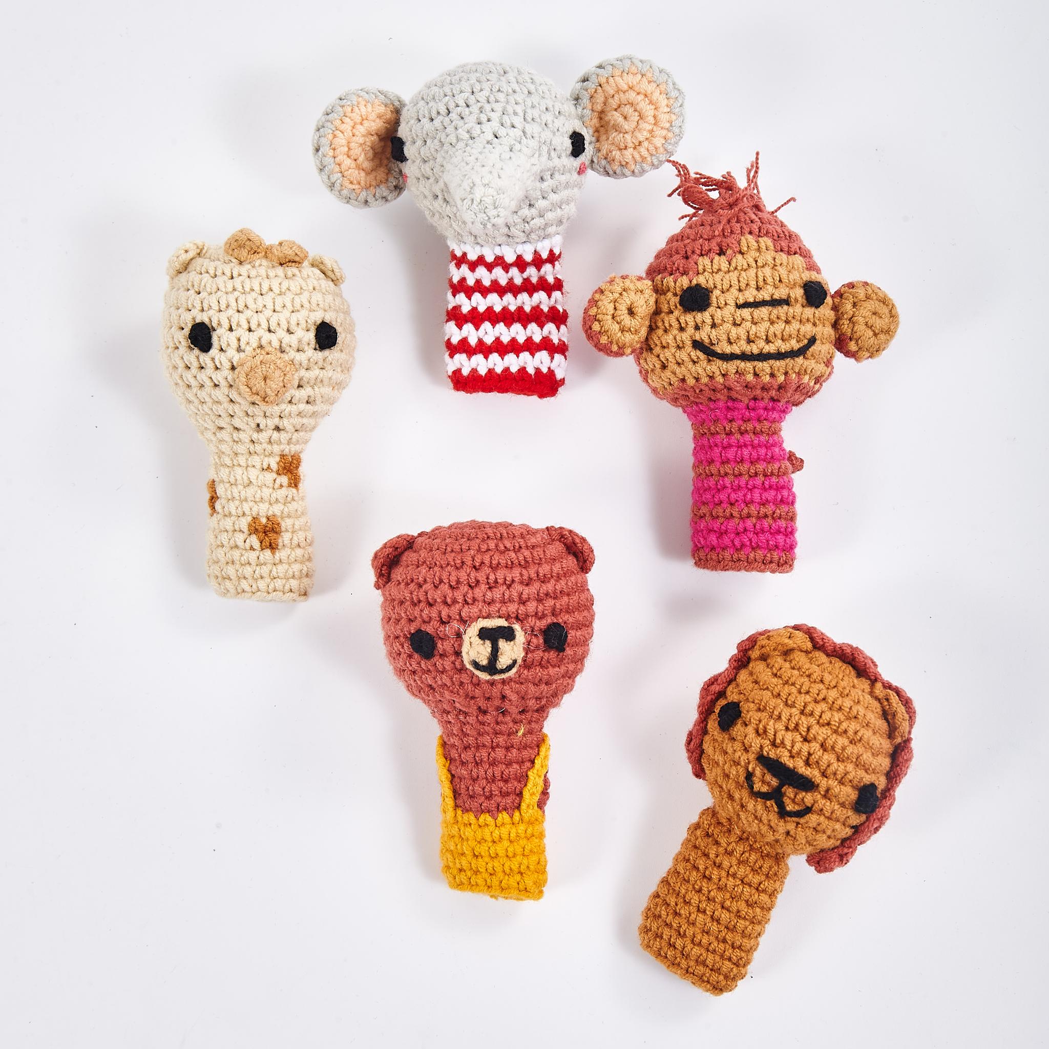 Crochet finger puppets made from organic cotton