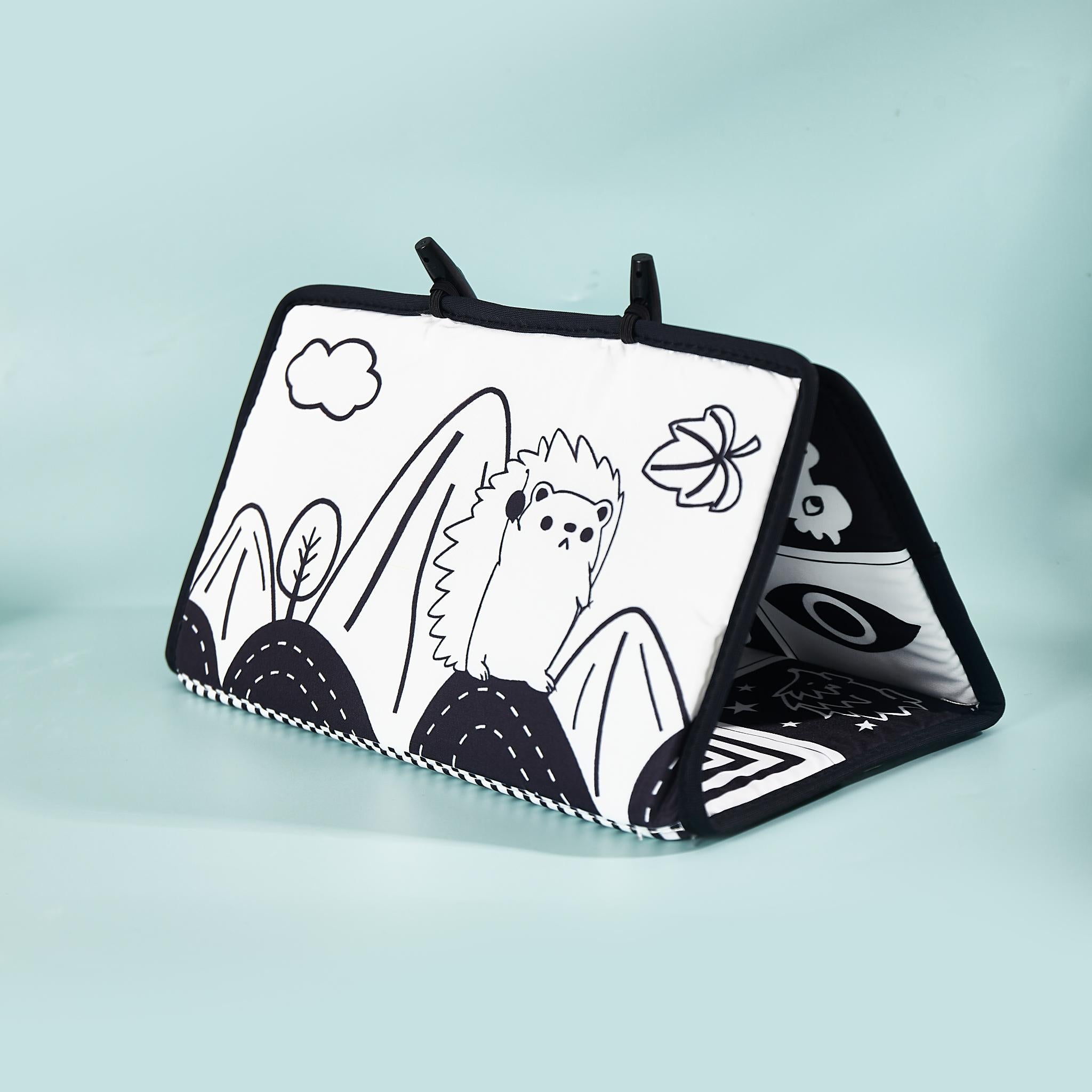 Black and white foldable baby mirror, contrast images, floor mirror baby, cloth book, foldable, contrast images, tummy time mirror
