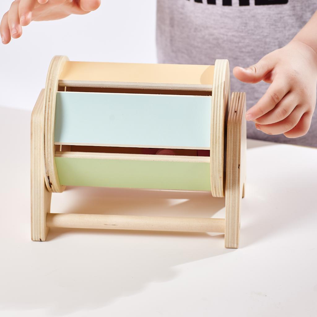 Montessori rainbow spinning drum pastel