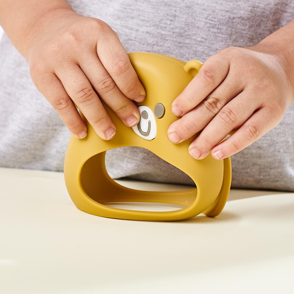 Beißhandschuhe Silikon, Beißring Greifling Fäustlinge Bär, Beißringe für das Handgelenk, Babyspielzeug aus Silikon in Lebensmittelqualität