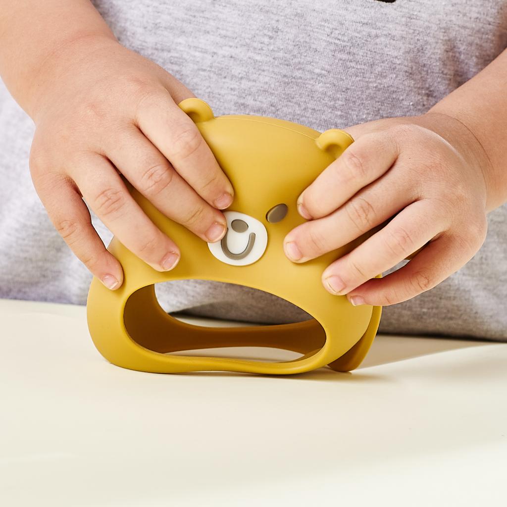 Beißhandschuhe Silikon, Beißring Greifling Fäustlinge Bär, Beißringe für das Handgelenk, Babyspielzeug aus Silikon in Lebensmittelqualität