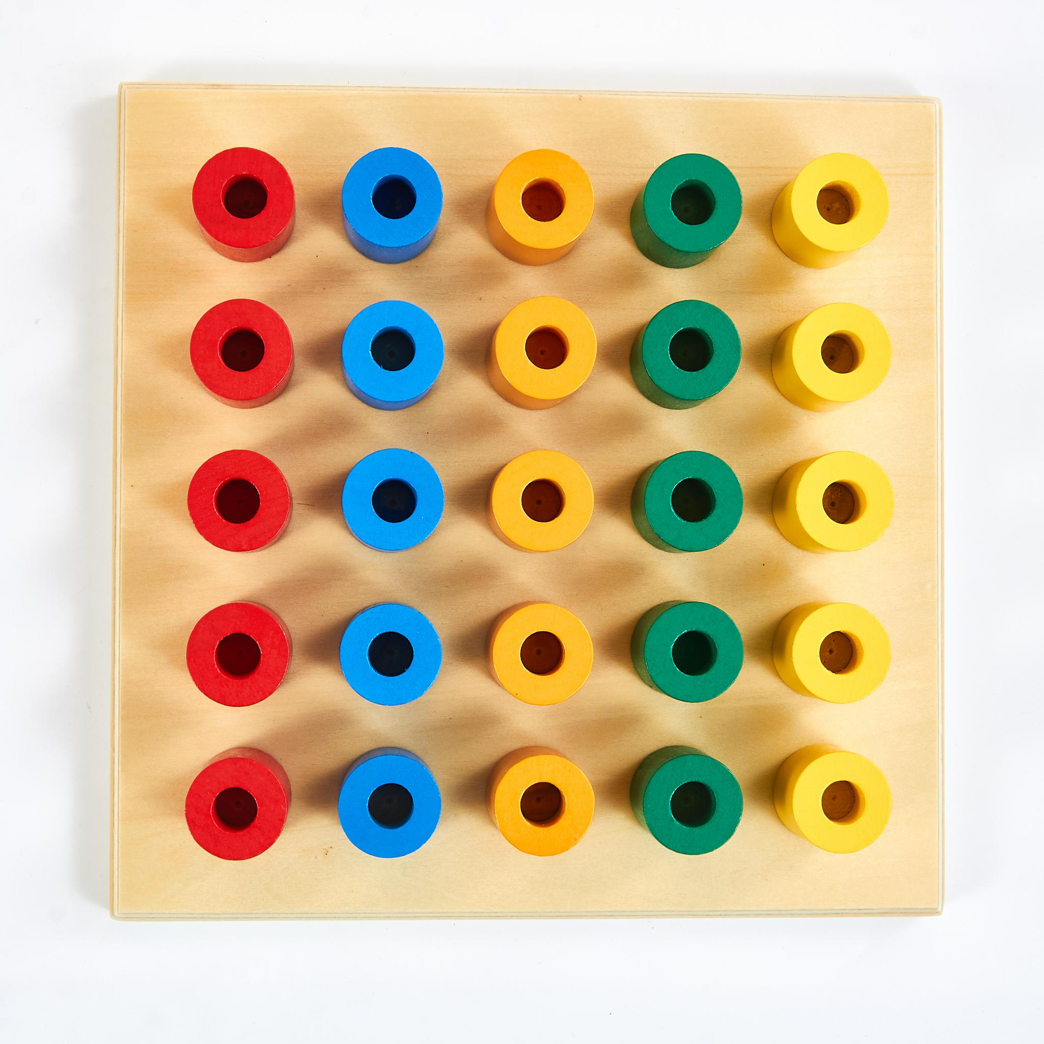 Montessori wooden ring game, multicolored