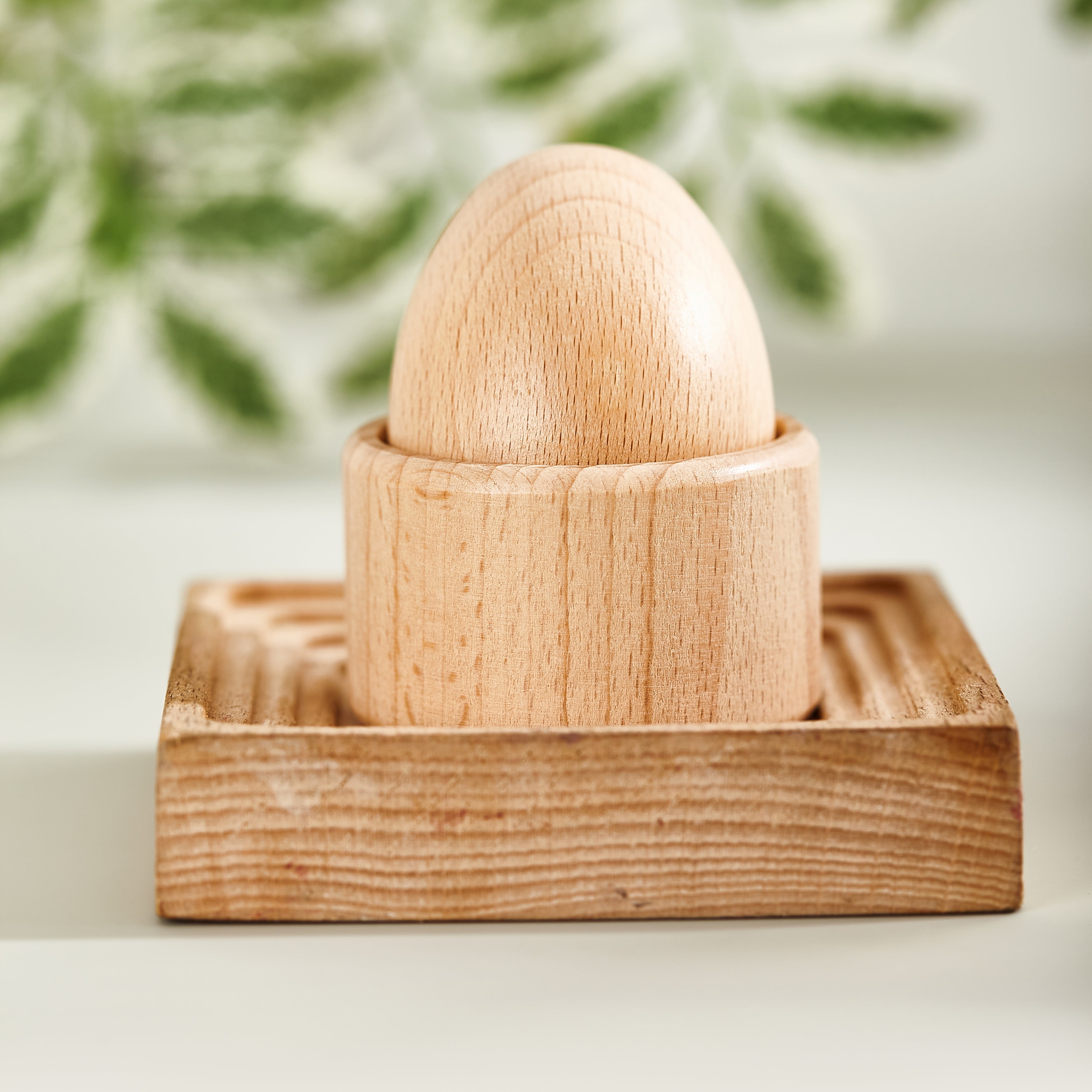 Montessori wooden toy egg with cup