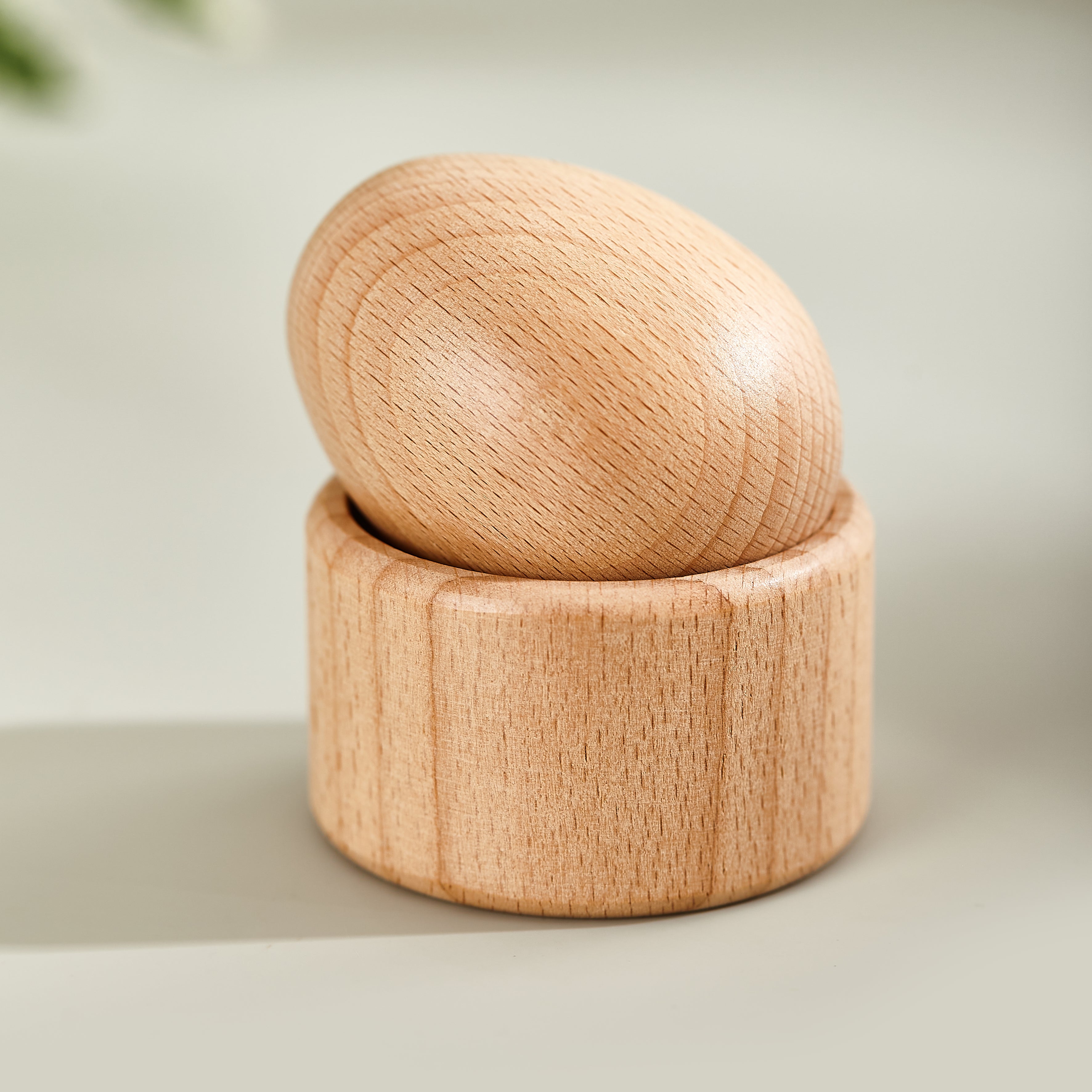 Montessori wooden toy egg with cup