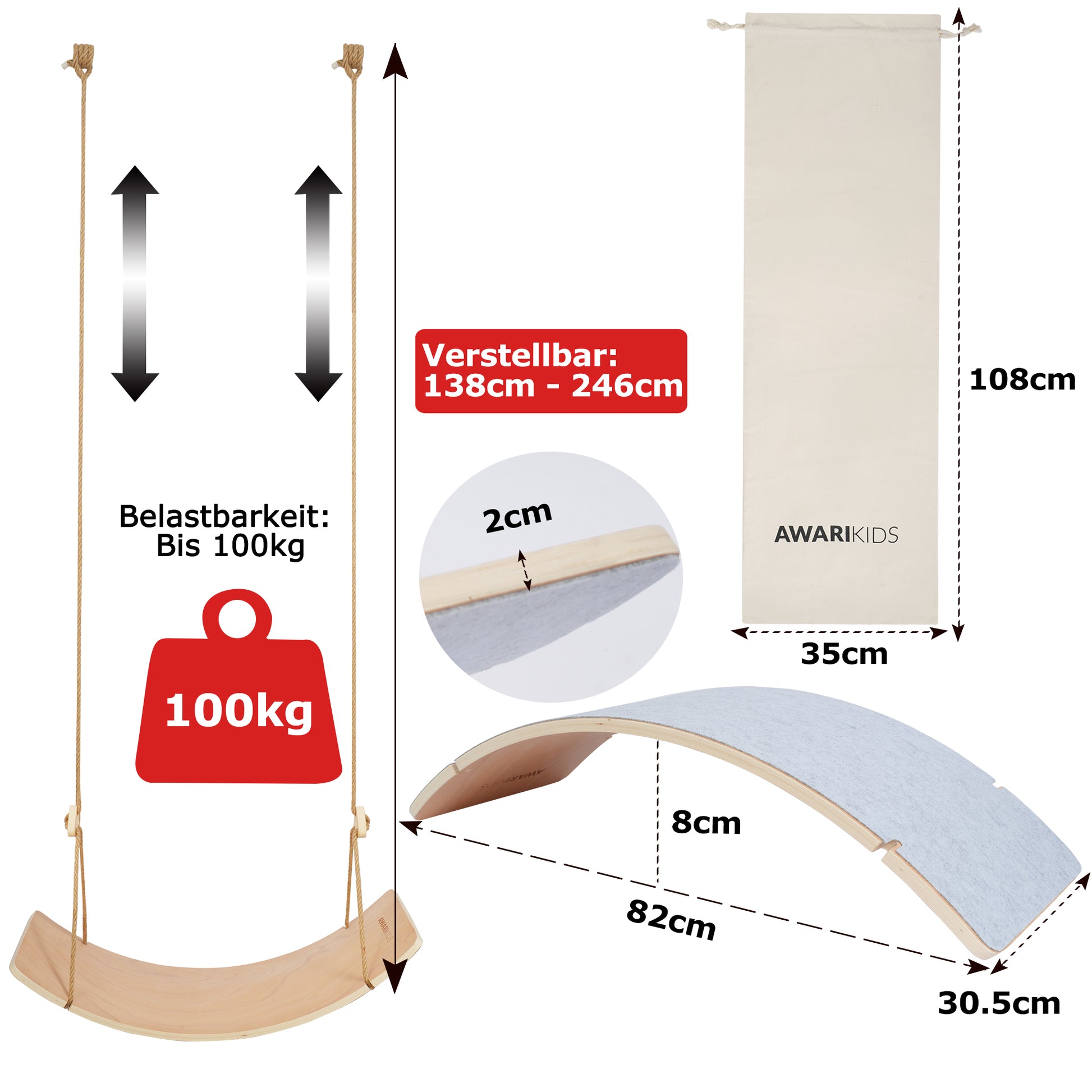 AWARIKIDS Balance Board Schaukel Produktdetails