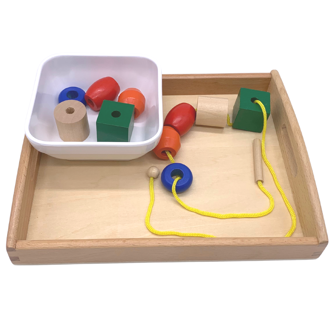 Montessori Wood Beads Threading Box - Montessori kid shop