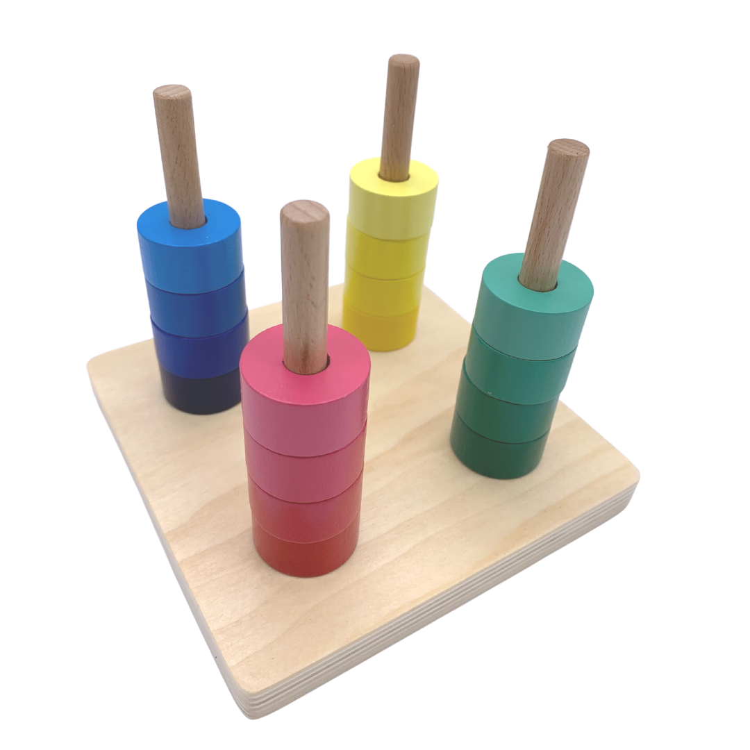 Stacking game wood Montessori stacking tower made of wood (16 pieces)