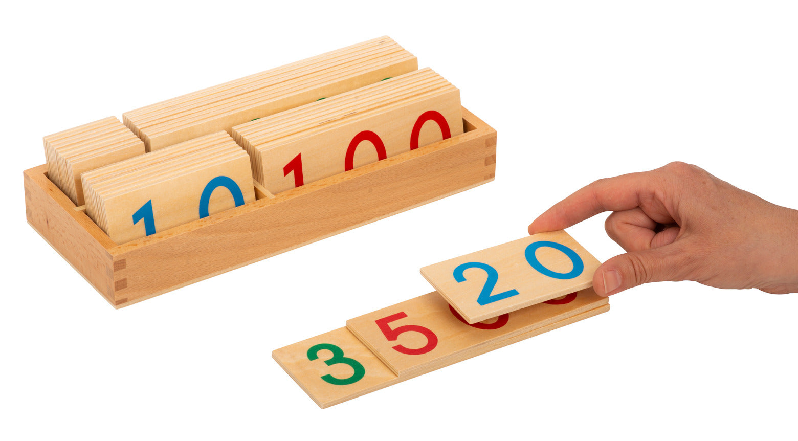 Wooden Montessori number boards with wooden box