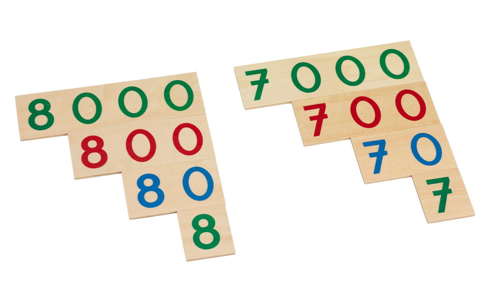 Montessori Zahlentafeln aus Holz mit Holzbox