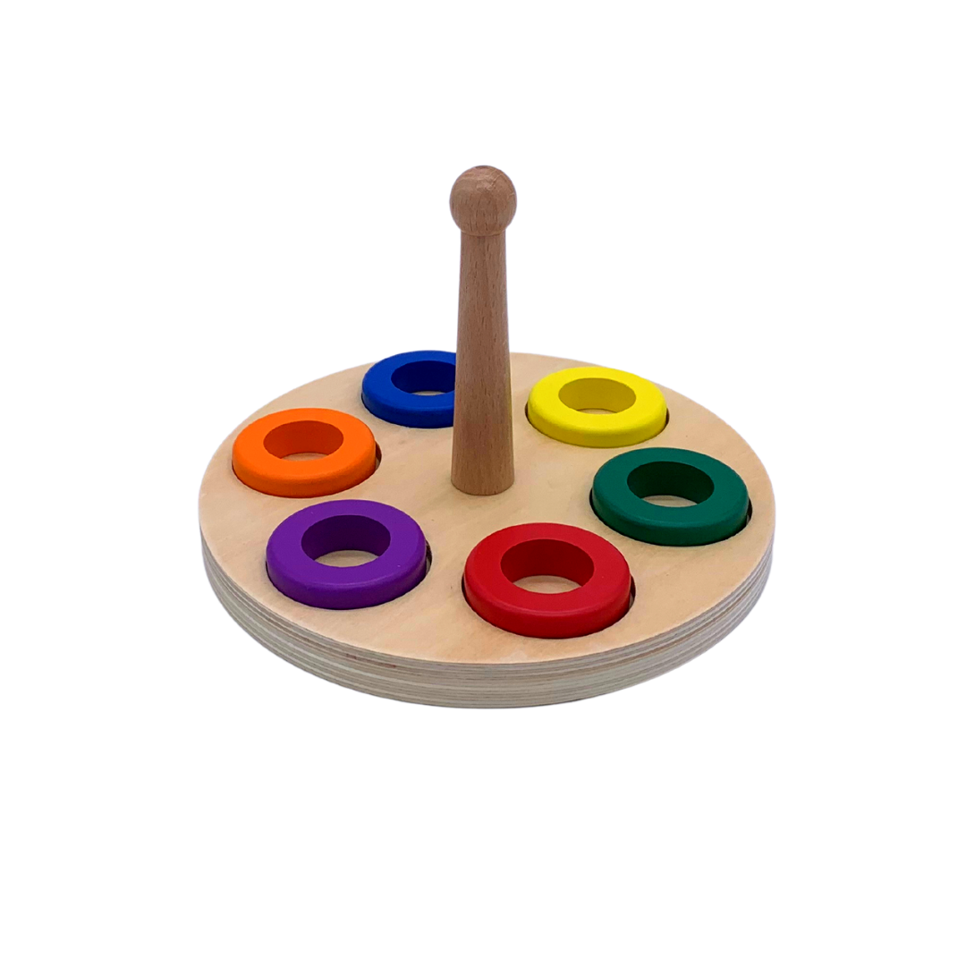 Montessori rings stack on a bracket