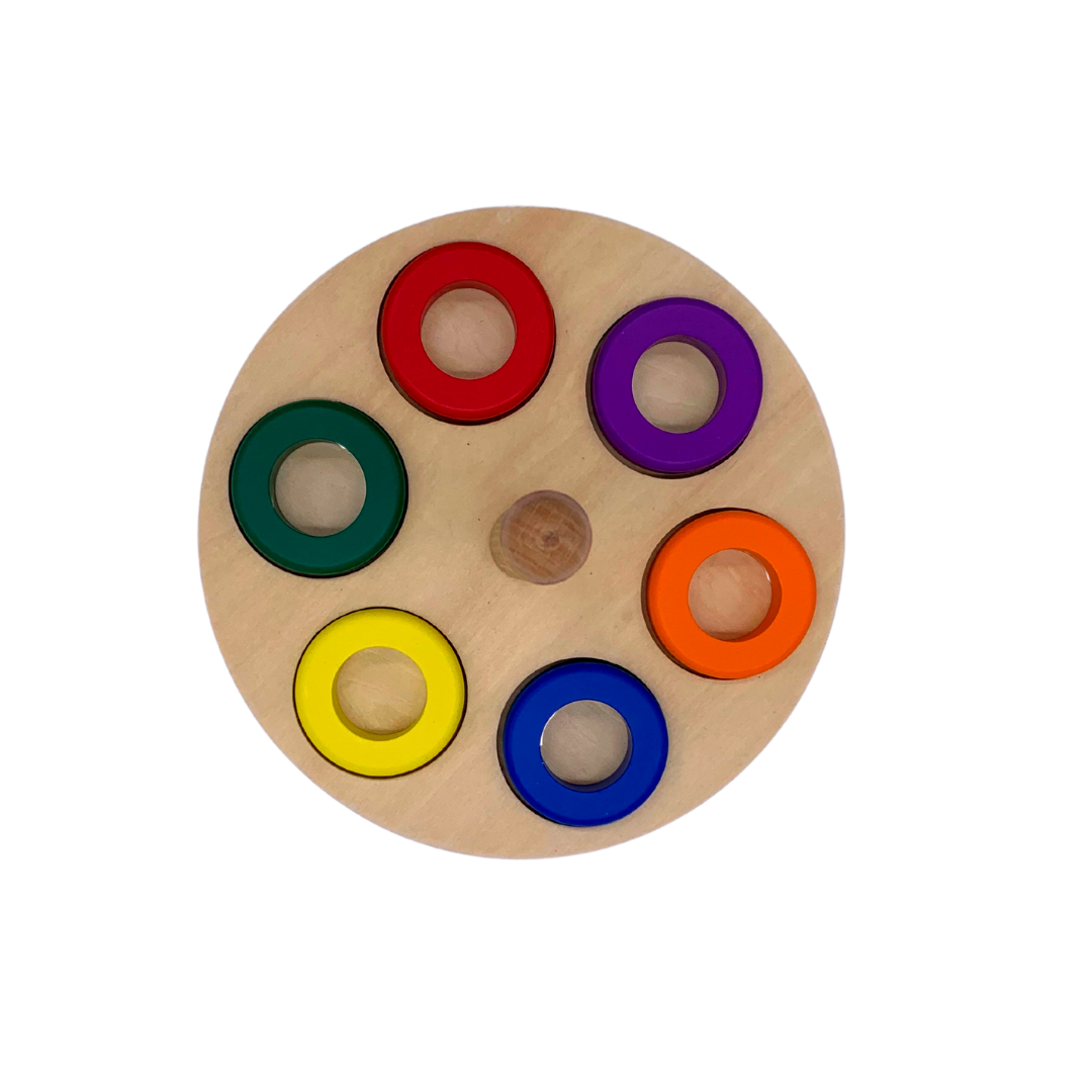 Montessori rings stack on a bracket