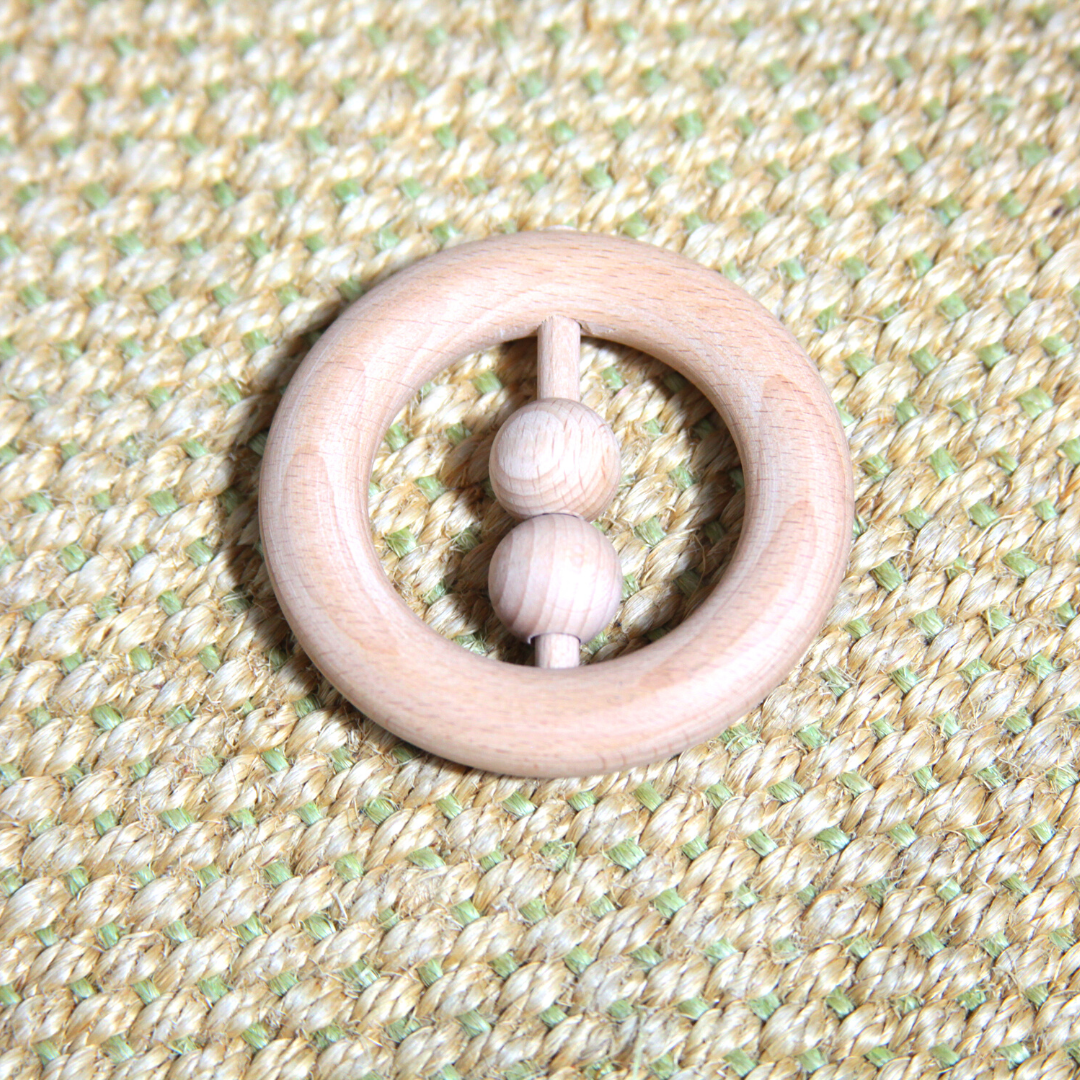 Baby rattle beech wood - with two small balls
