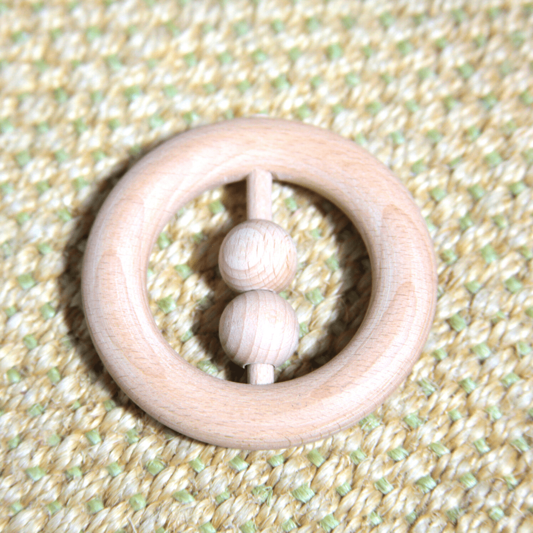 Baby rattle beech wood - with two small balls