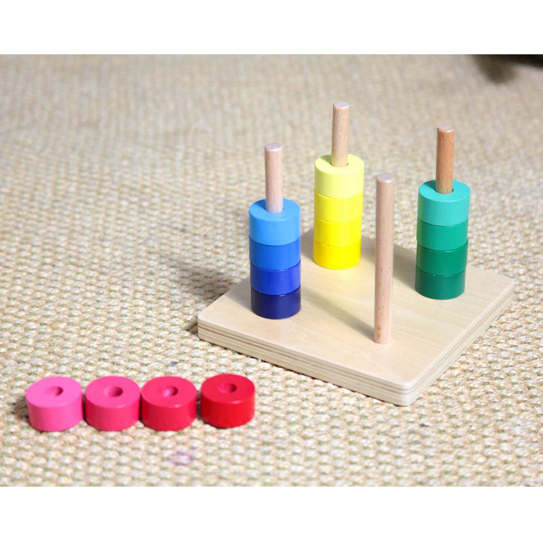 Stacking game wood Montessori stacking tower made of wood (16 pieces)