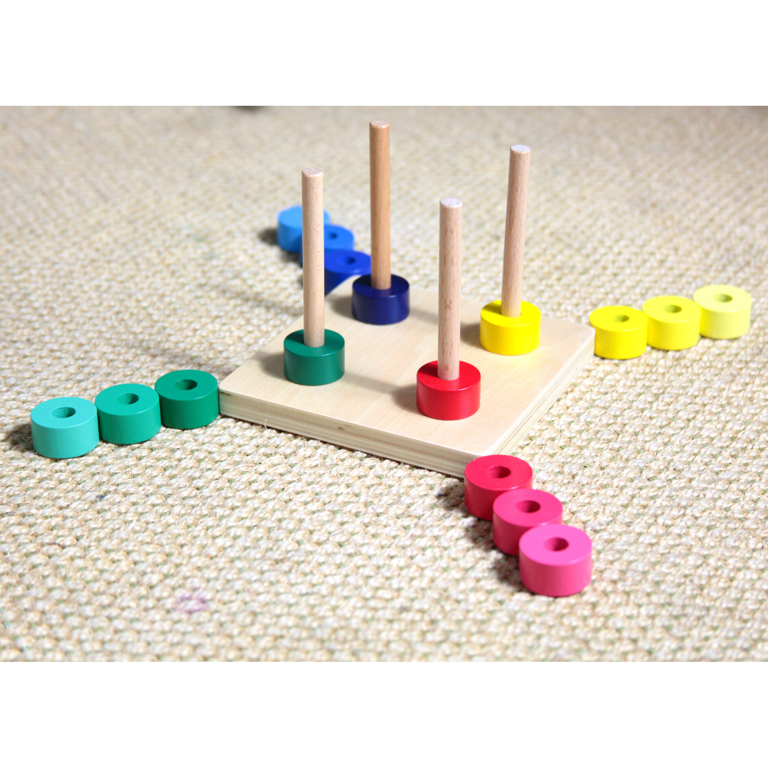 Steckspiel holz Montessori Stapelturm aus Holz (16 Stücke)