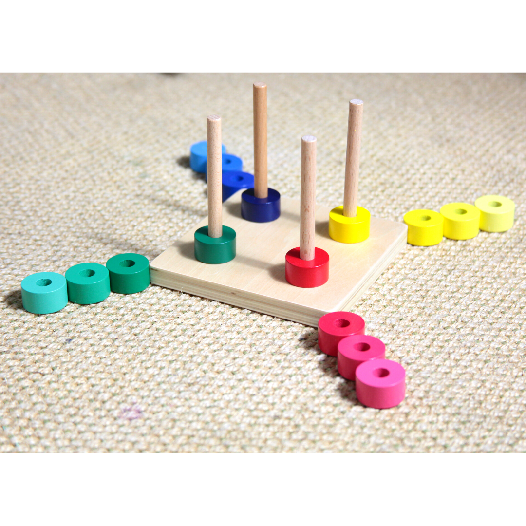 Stacking game wood Montessori stacking tower made of wood (16 pieces)