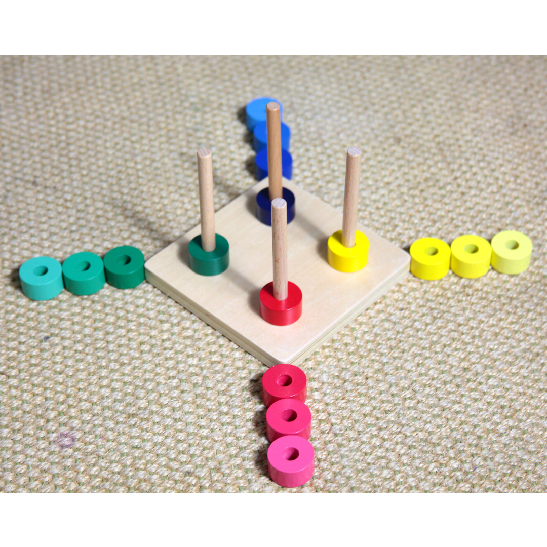 Stacking game wood Montessori stacking tower made of wood (16 pieces)