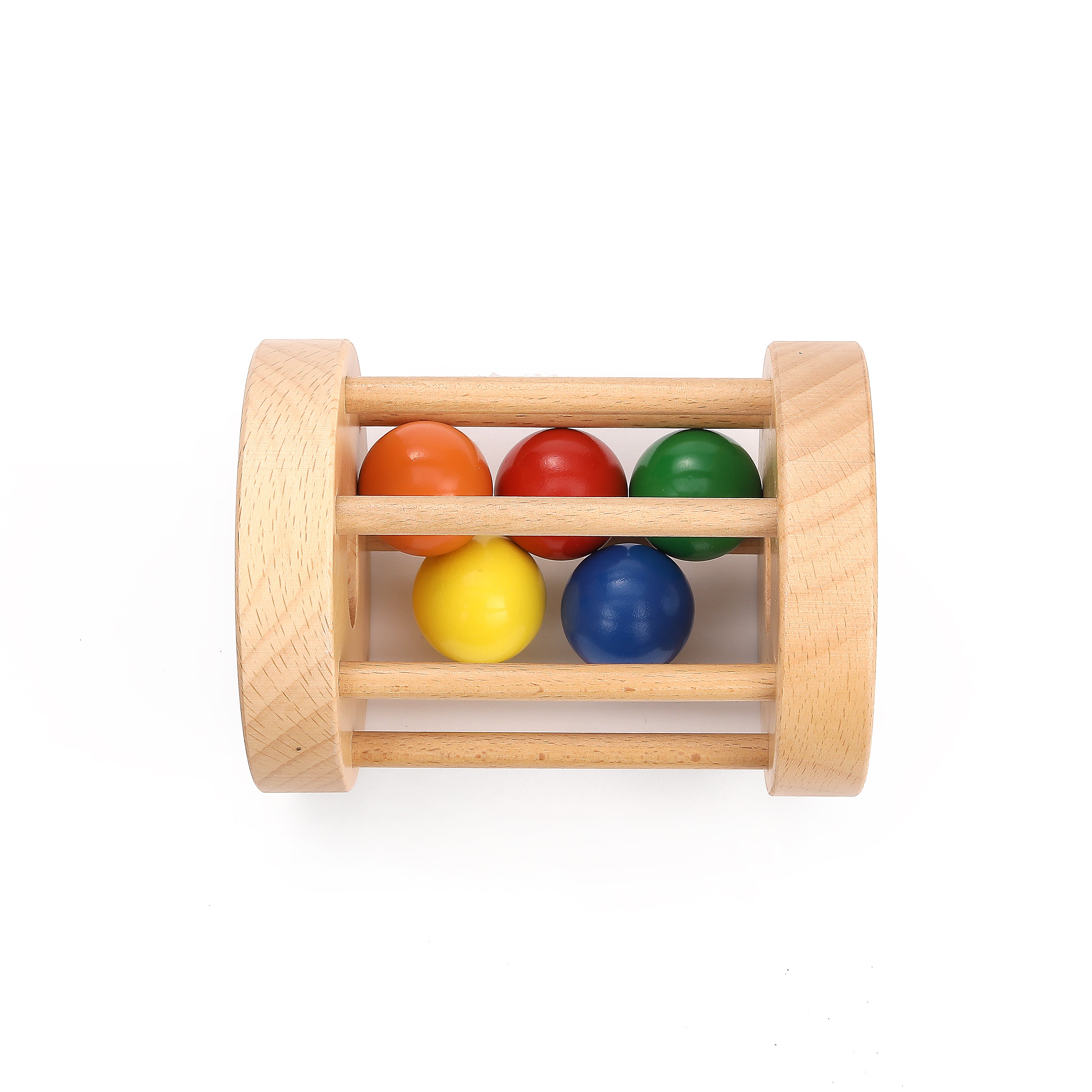 Wooden Montessori Ball Cylinder Rattle, Rolling Ball Cylinder Toy Rattle