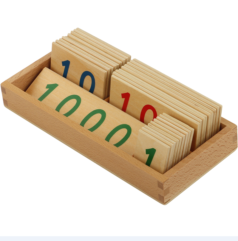 Wooden Montessori number boards with wooden box